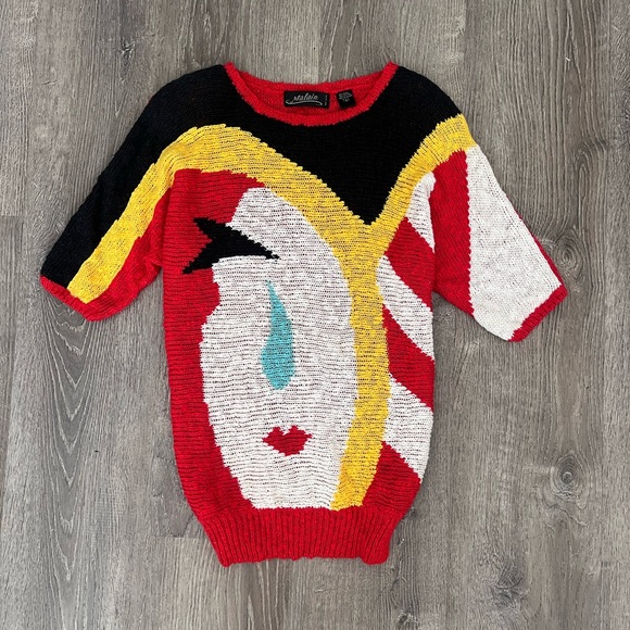 Colorful Abstract Face Sweater - Picture 2 of 5